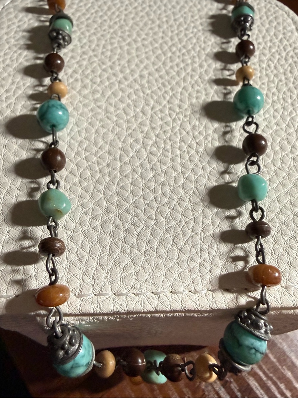 Turquoise and Brown Beaded Y-Necklace - Picture 5 of 7